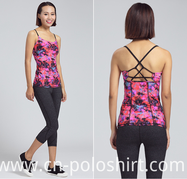 Lady Clothing Custom Digital Printing Stringer Yoga Tank Top